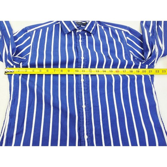 Polo Ralph Lauren Classic Fit Size 12 Womens Blue White Stripe Chest Logo Shirt - Picture 3 of 10